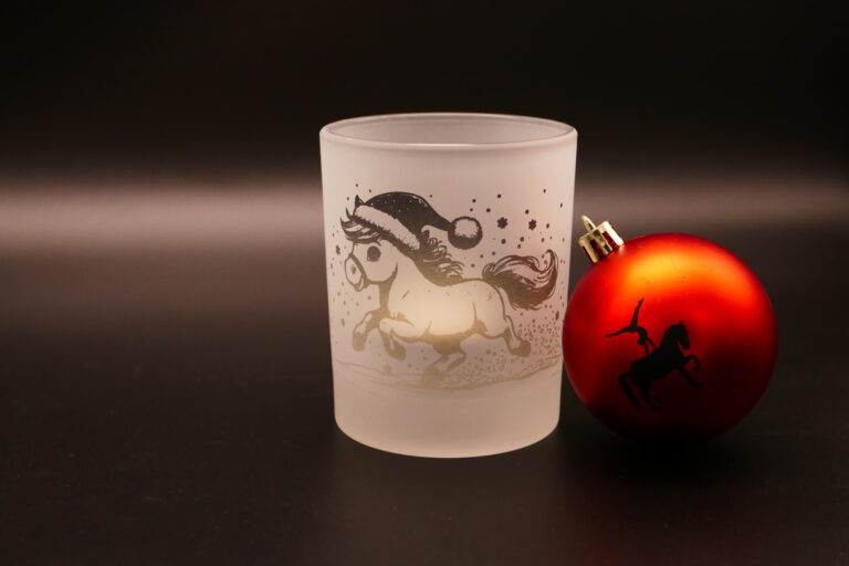 Windlicht mit Sublimationsdruck und Weihnachtskugel mit Vinylfolie